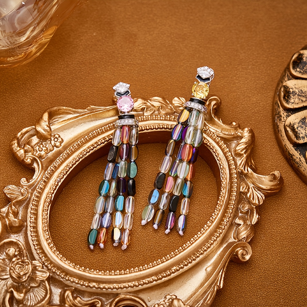 2pcs Colorful Tassel Necklace & Earrings Set